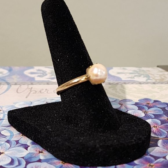 Vintage Round Cultured Pearl Ring 1/20 12KT - Picture 8 of 9